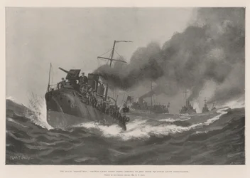 The Naval Manoeuvres, Torpedo Craft Going Down Channel to Join Their Squadron After Mobilisation